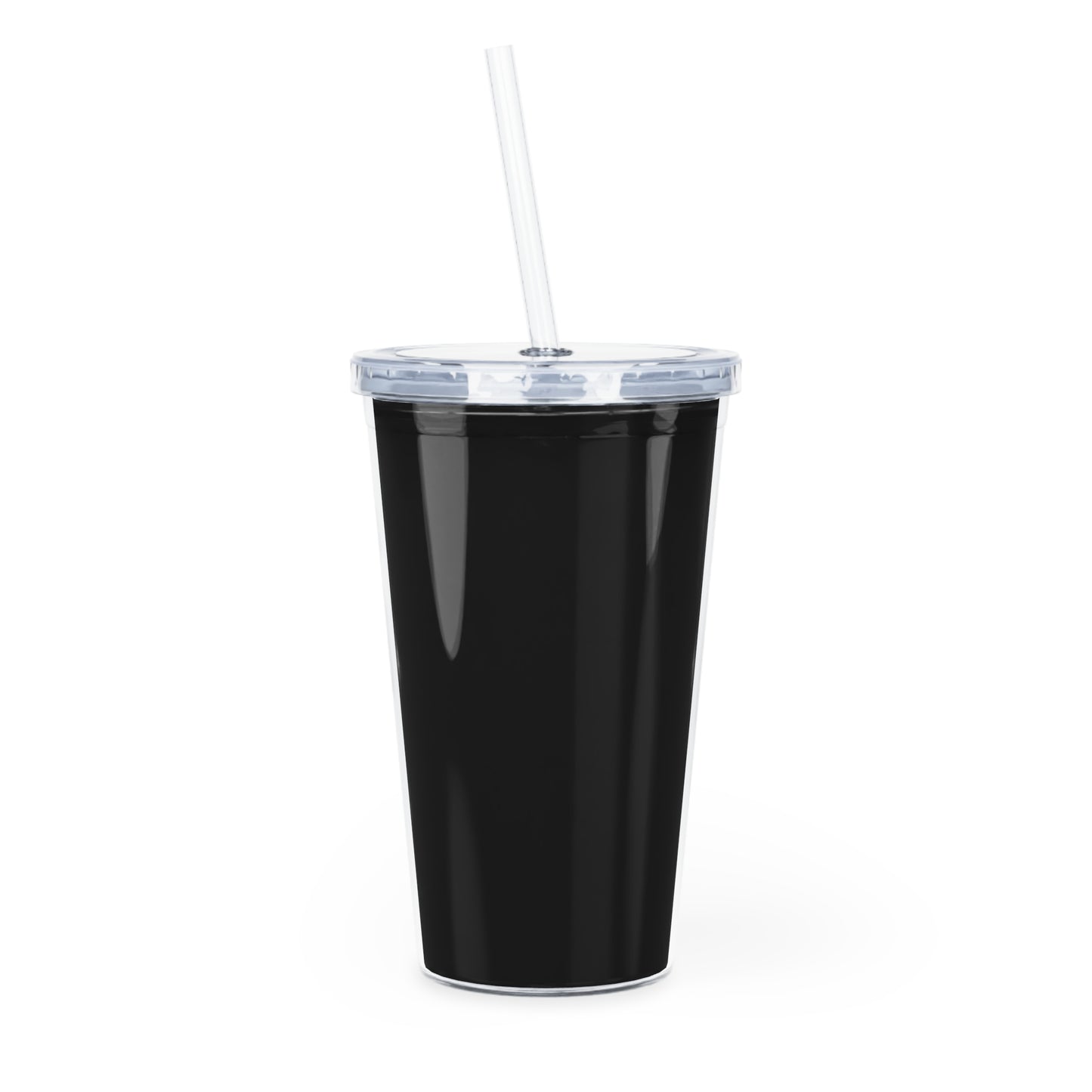 Plastic Tumbler with Straw (Black)
