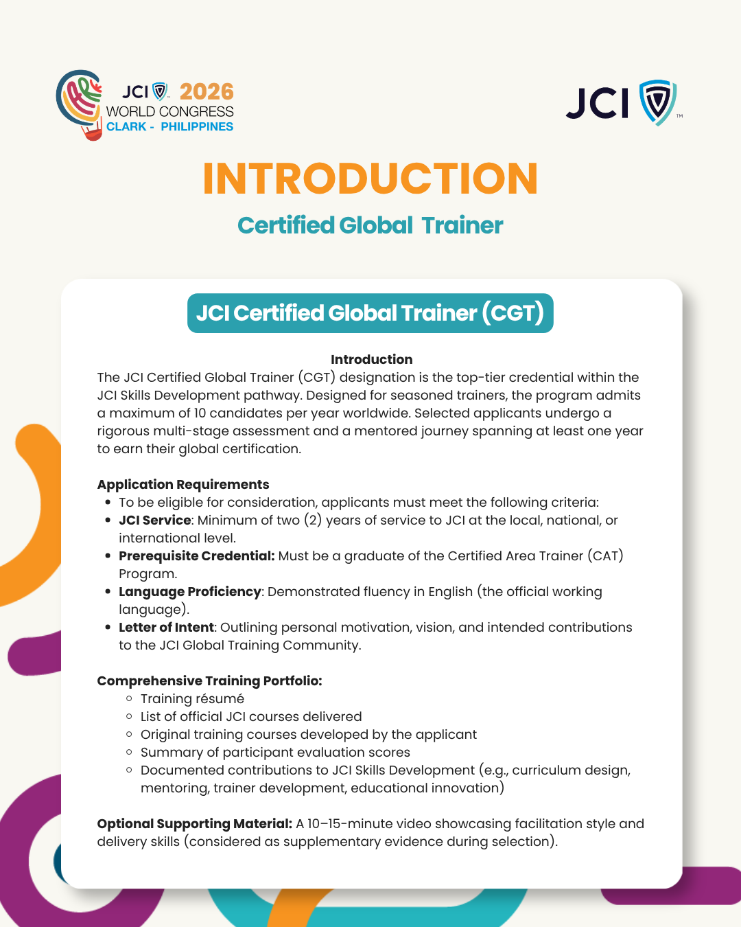 JCI Certified Global Trainer Program